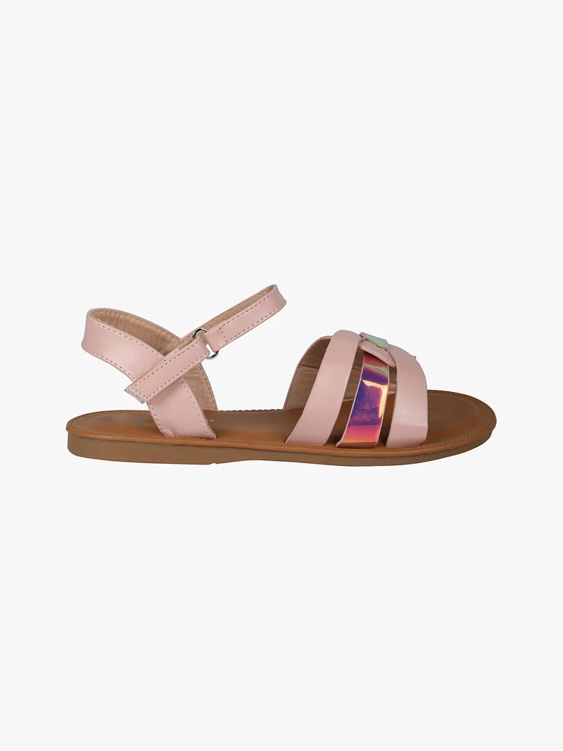 Sandali bassi da ragazza con cinturino a strappo - rosa
