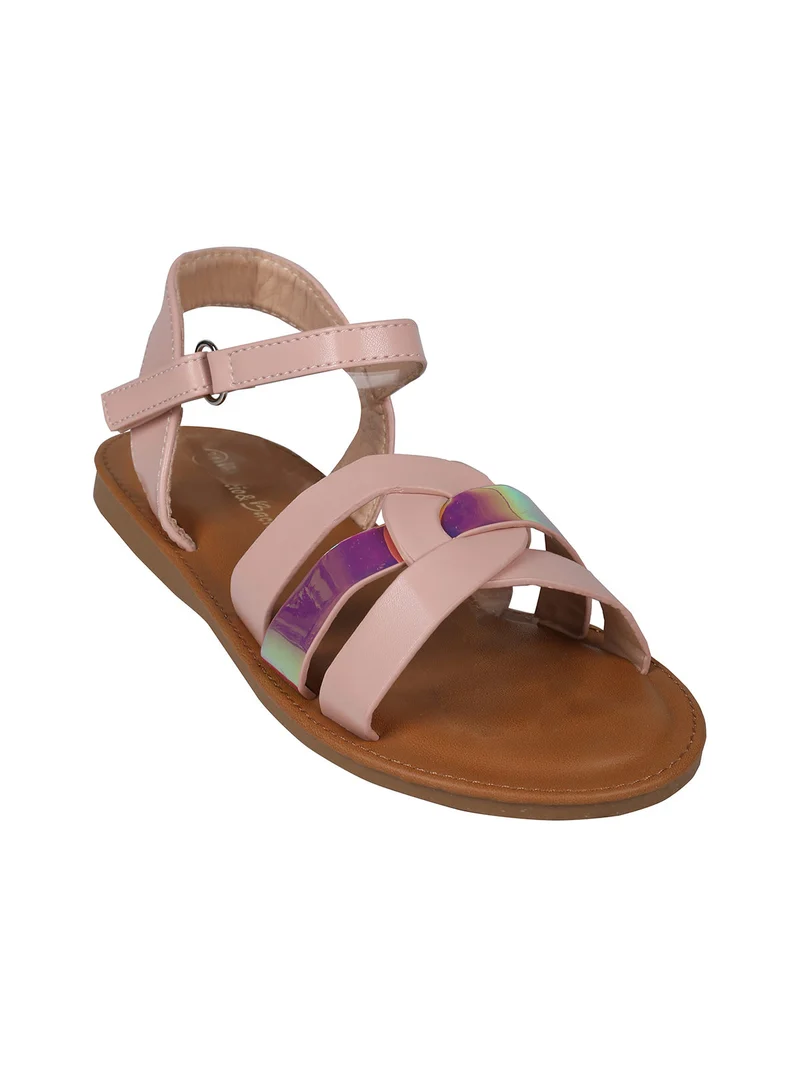 Sandali bassi da ragazza con cinturino a strappo - rosa