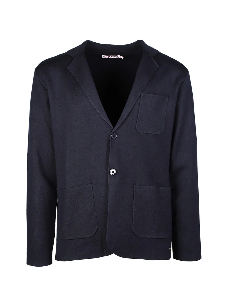 Blazer da uomo in maglia con bottoni - blu scuro