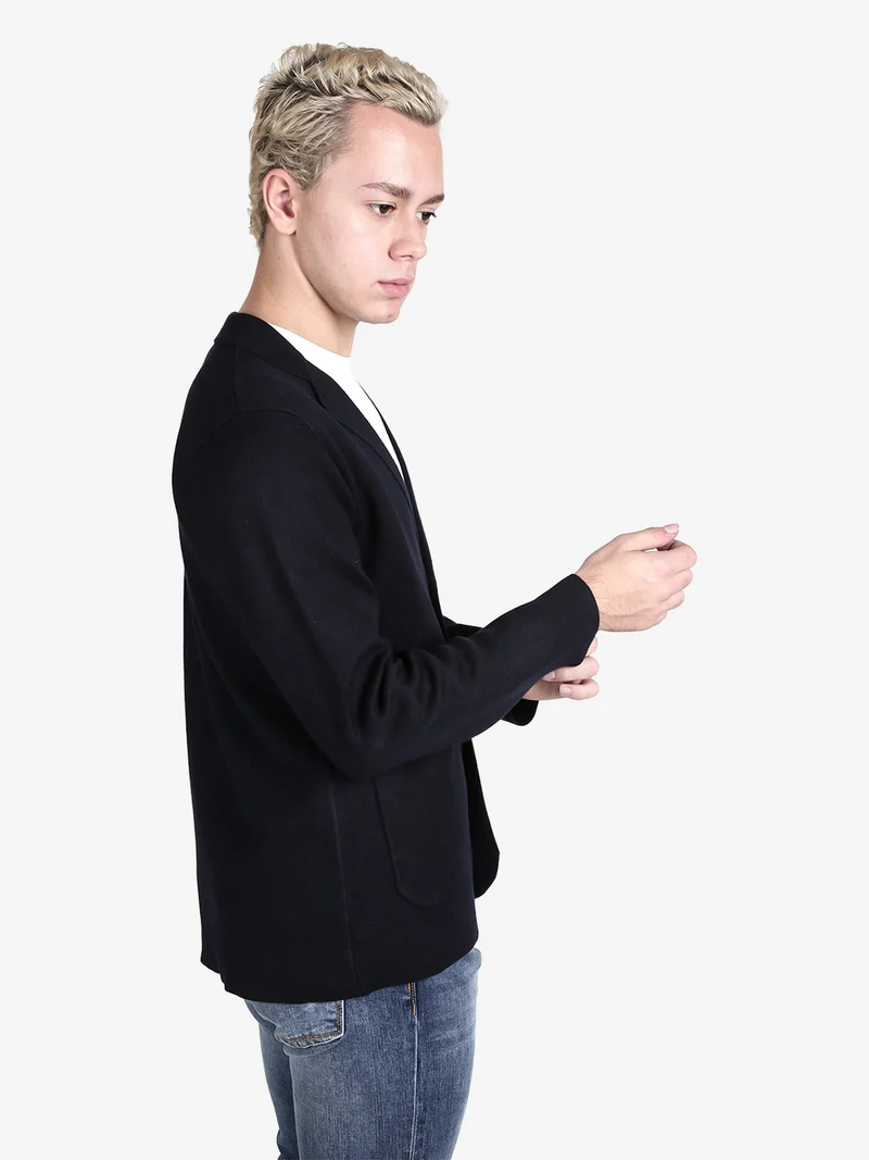 Blazer da uomo in maglia con bottoni - blu scuro