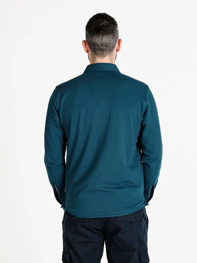 Camicia da uomo in cotone a maniche lunghe - ottanio