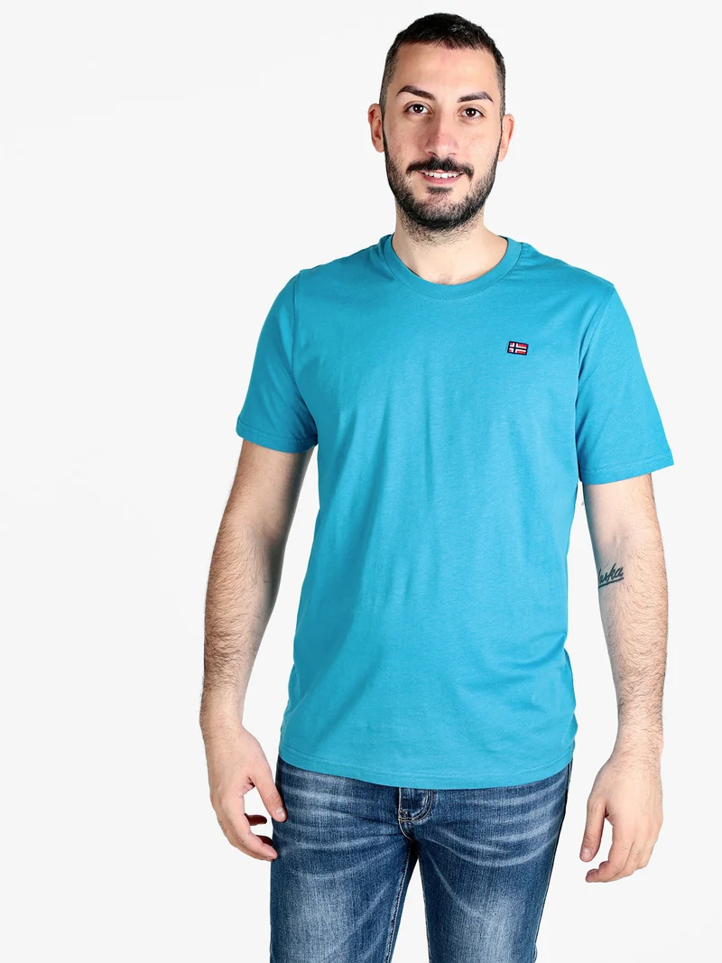 T-shirt uomo in cotone manica corta - turchese