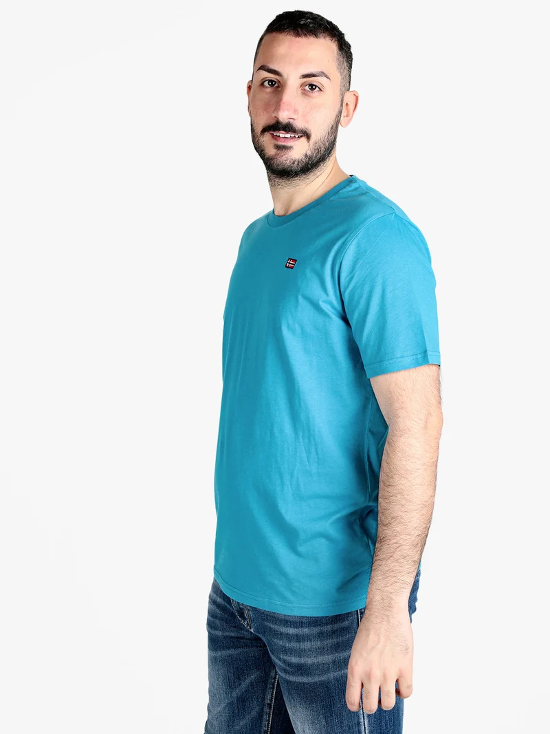 T-shirt uomo in cotone manica corta - turchese