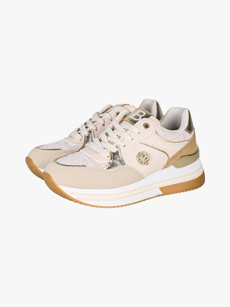 Sneakers stringate da donna con paltform - beige