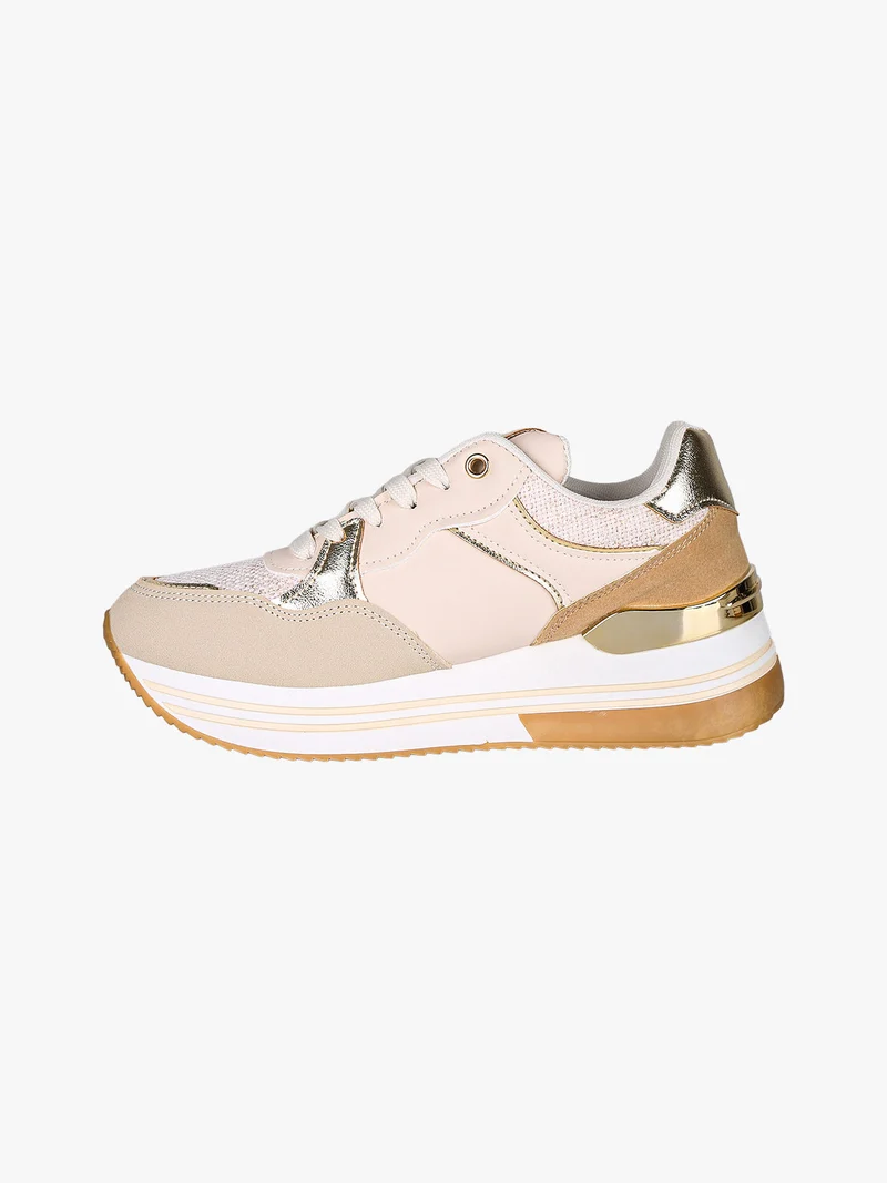 Sneakers stringate da donna con paltform - beige