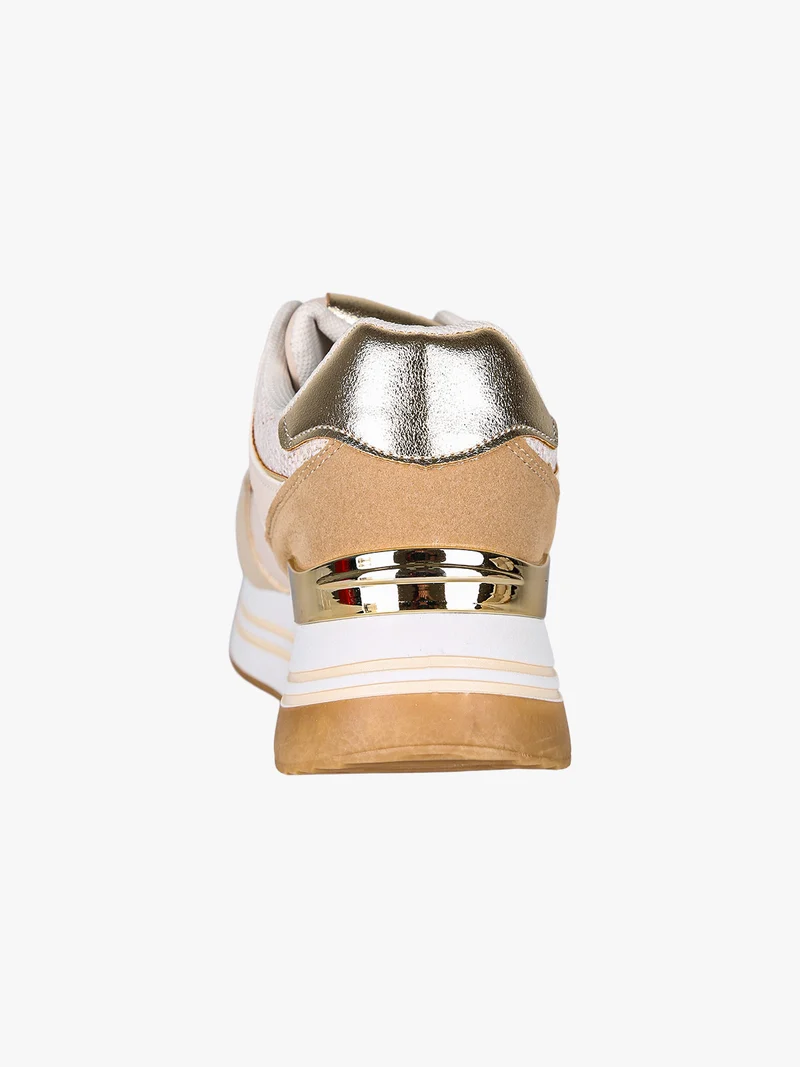 Sneakers stringate da donna con paltform - beige