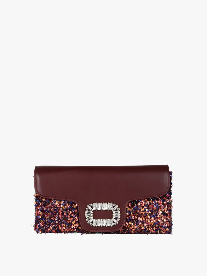 Pochette gioiello da donna con paillettes - bordeaux