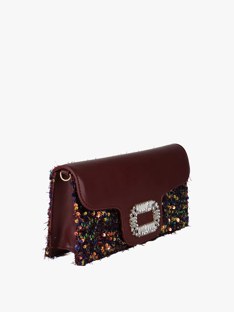 Pochette gioiello da donna con paillettes - bordeaux