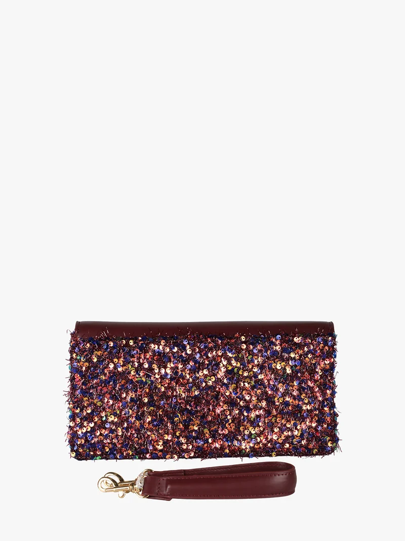 Pochette gioiello da donna con paillettes - bordeaux