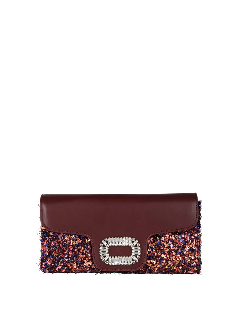 Pochette gioiello da donna con paillettes - bordeaux