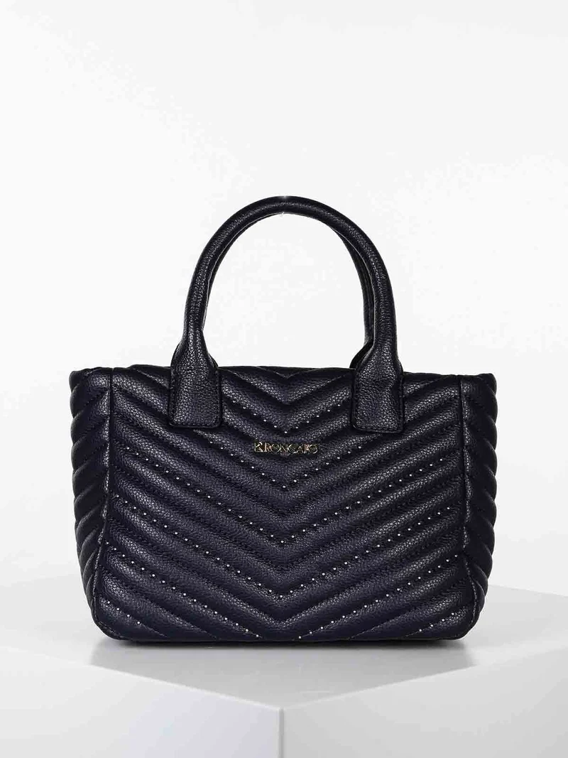 Borsa a mano con borchie - blu scuro