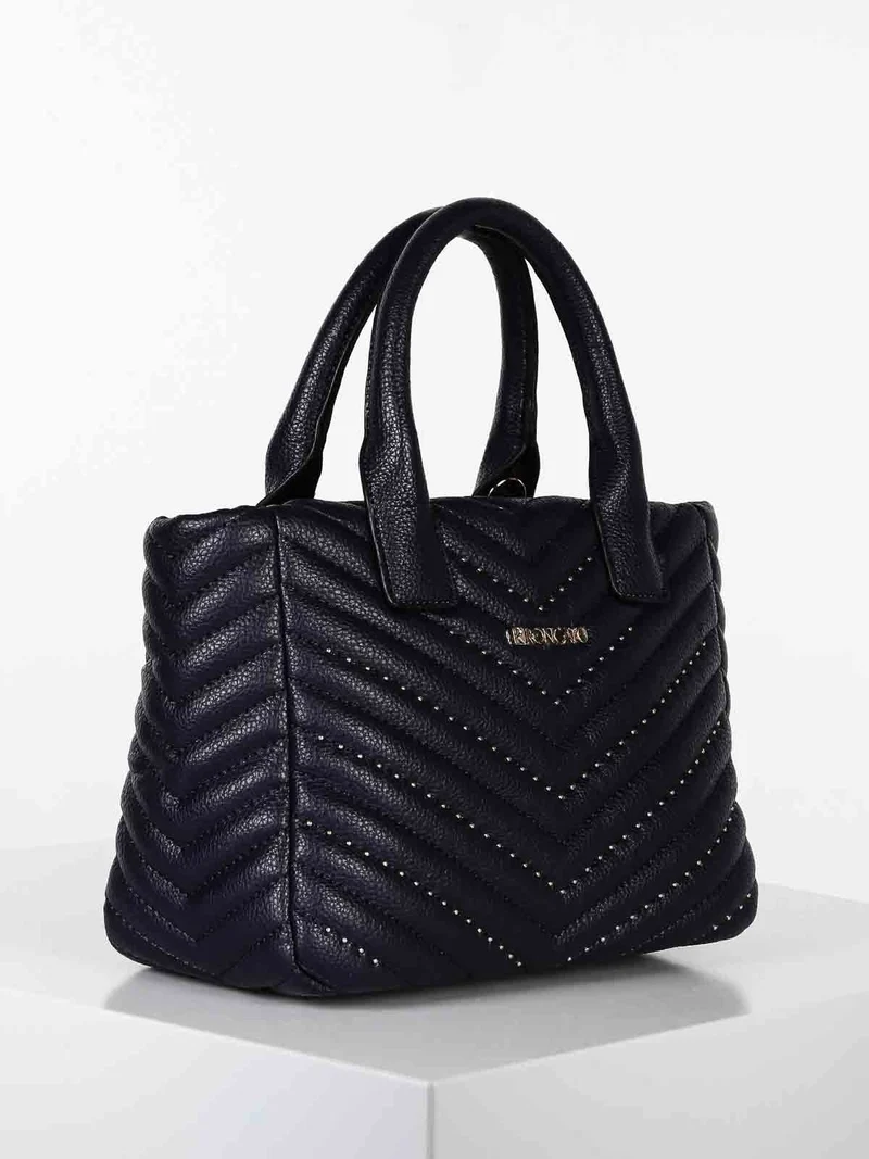 Borsa a mano con borchie - blu scuro