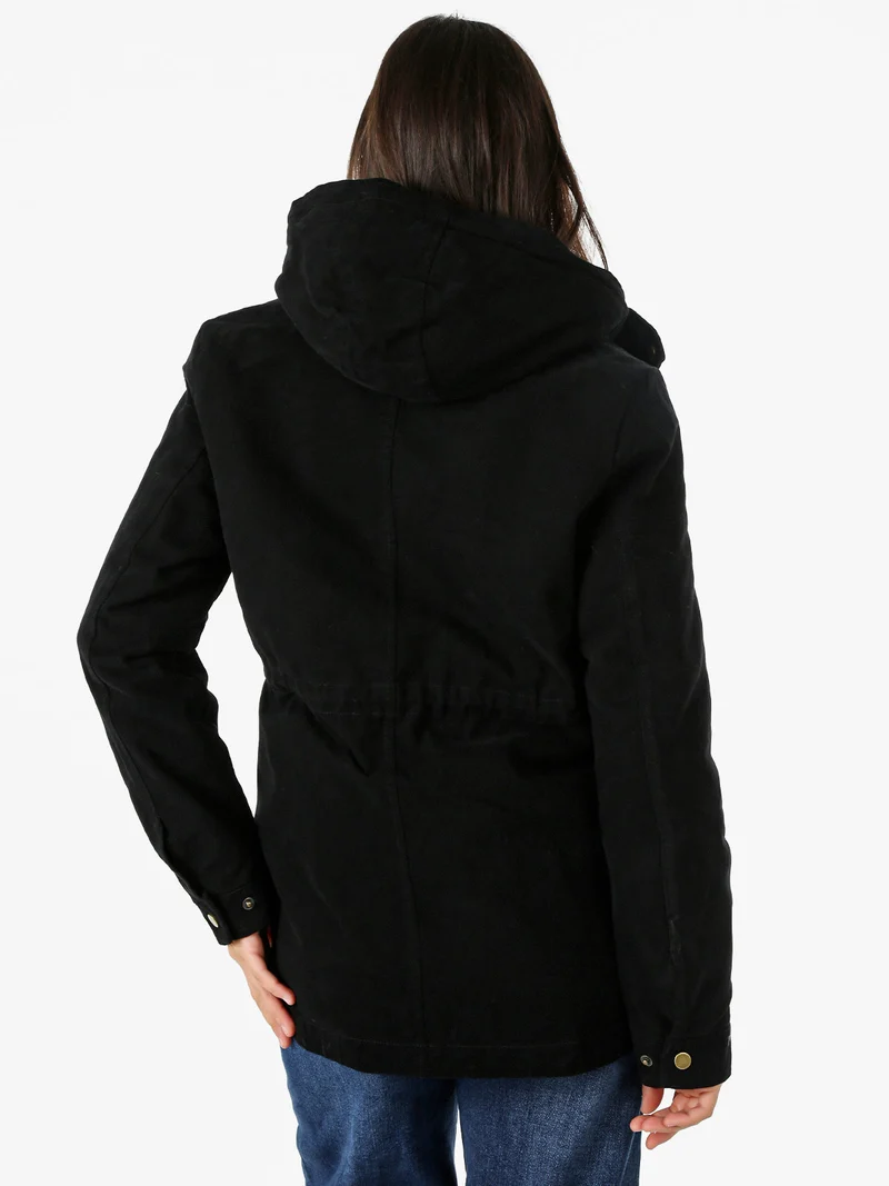 Parka donna con cappuccio e imbottitura removibile - nero