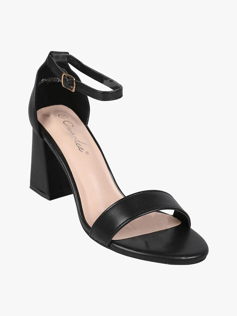 Sandali donna con tacco e tallone coperto - nero