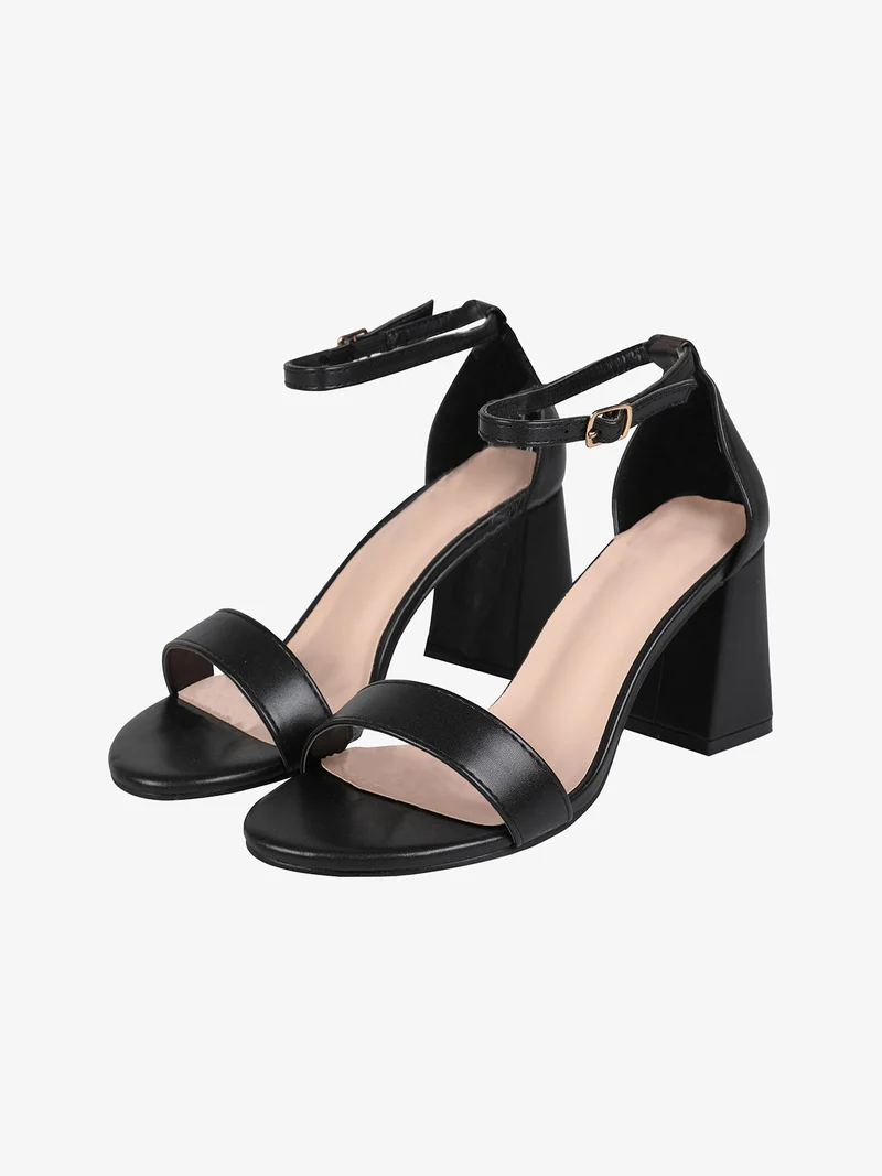 Sandali donna con tacco e tallone coperto - nero