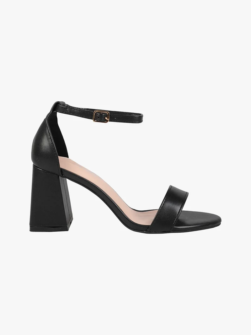 Sandali donna con tacco e tallone coperto - nero