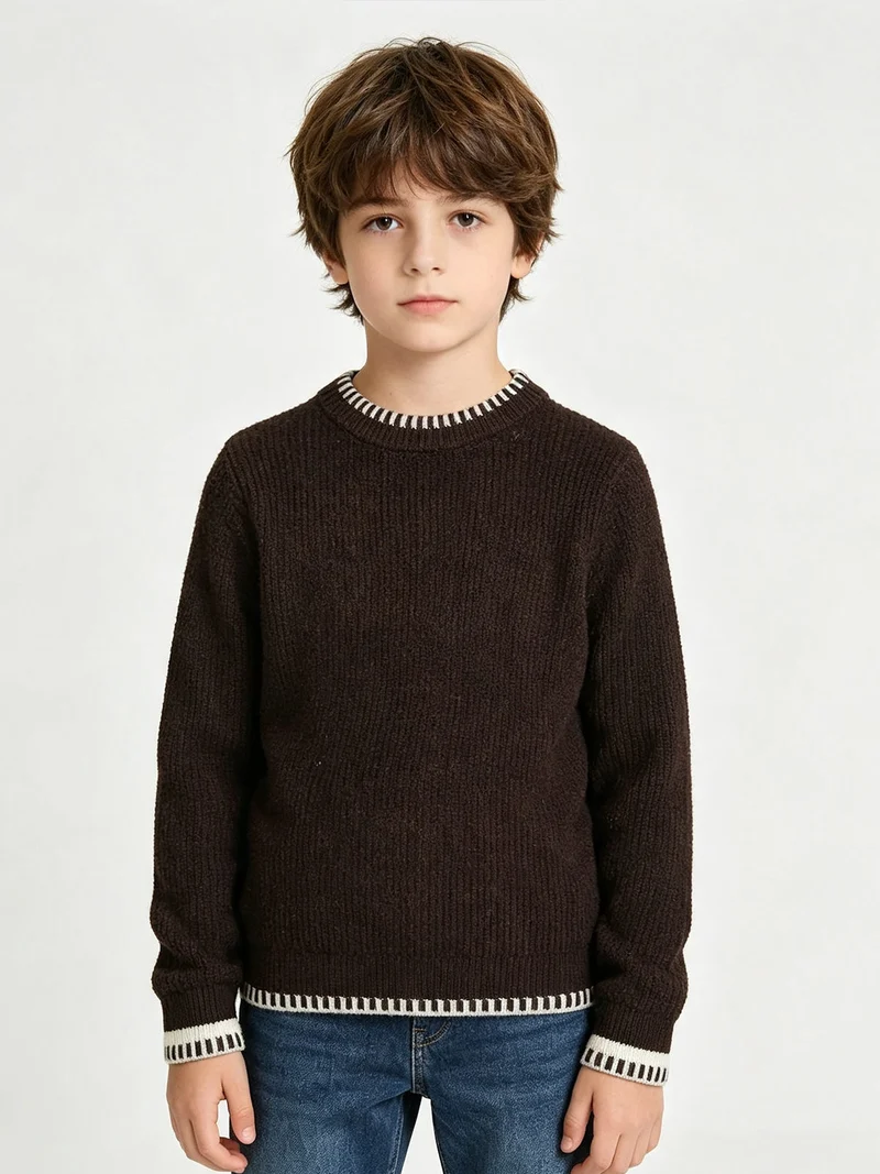 Maglione girocollo da bambino - moro