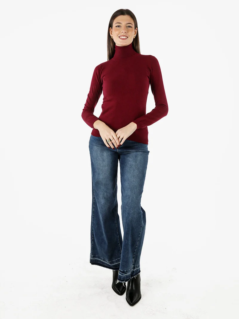 Pullover dolcevita donna - bordeaux
