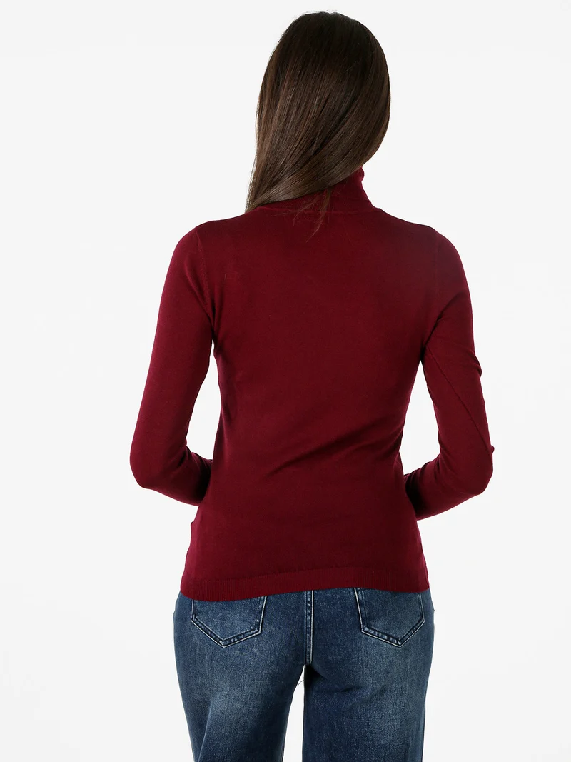 Pullover dolcevita donna - bordeaux