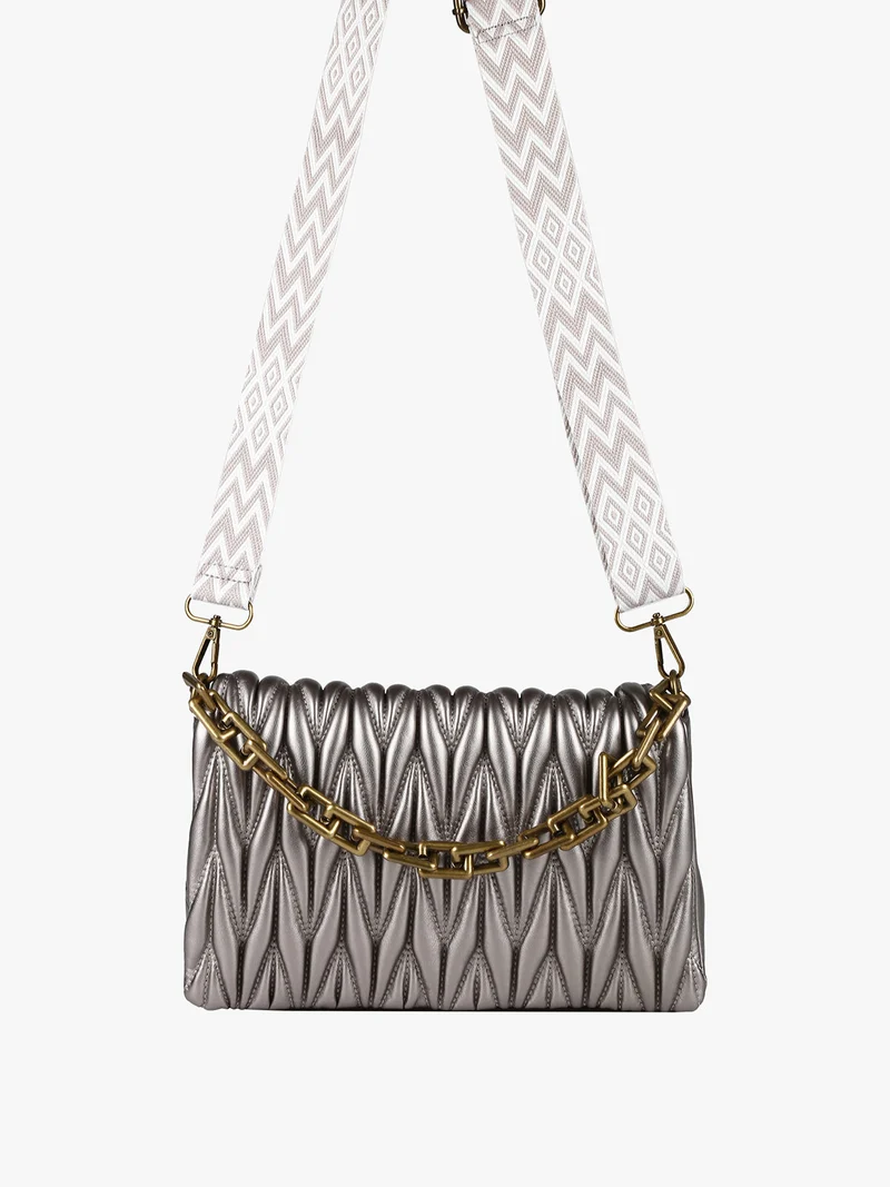 Borsa a tracolla con catena - argento