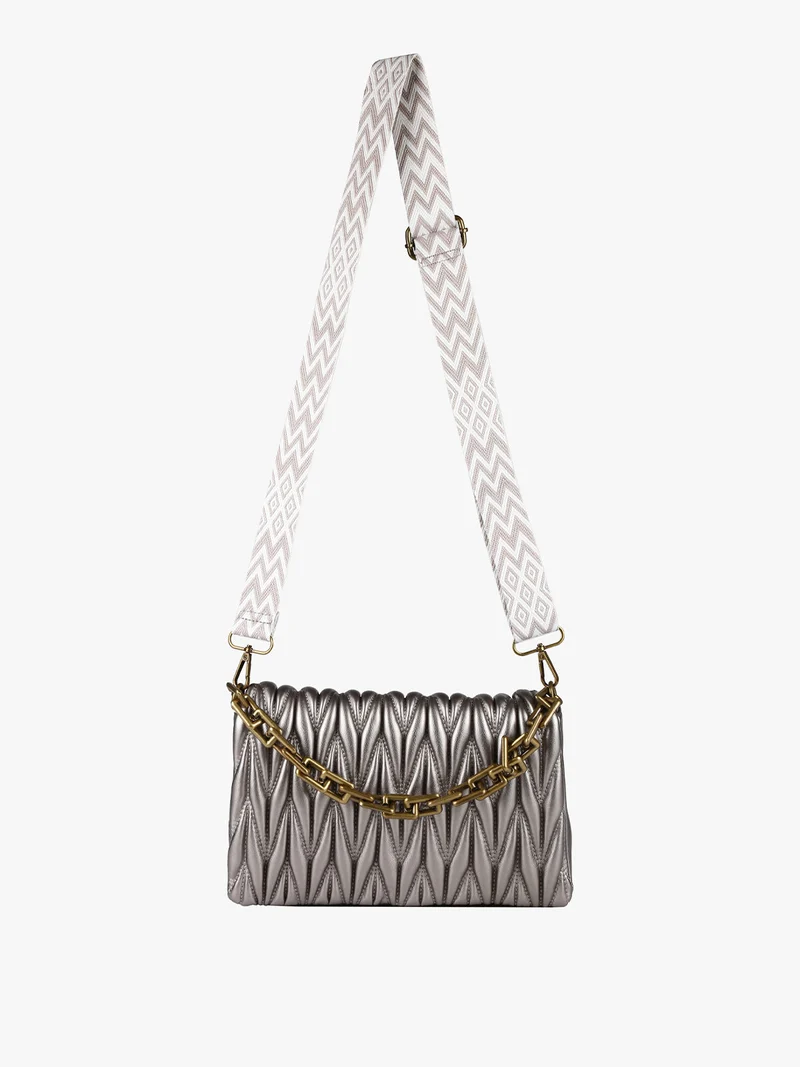 Borsa a tracolla con catena - argento