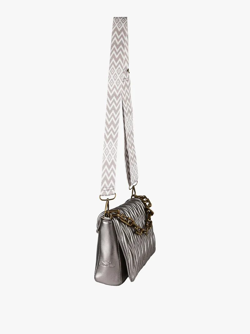 Borsa a tracolla con catena - argento