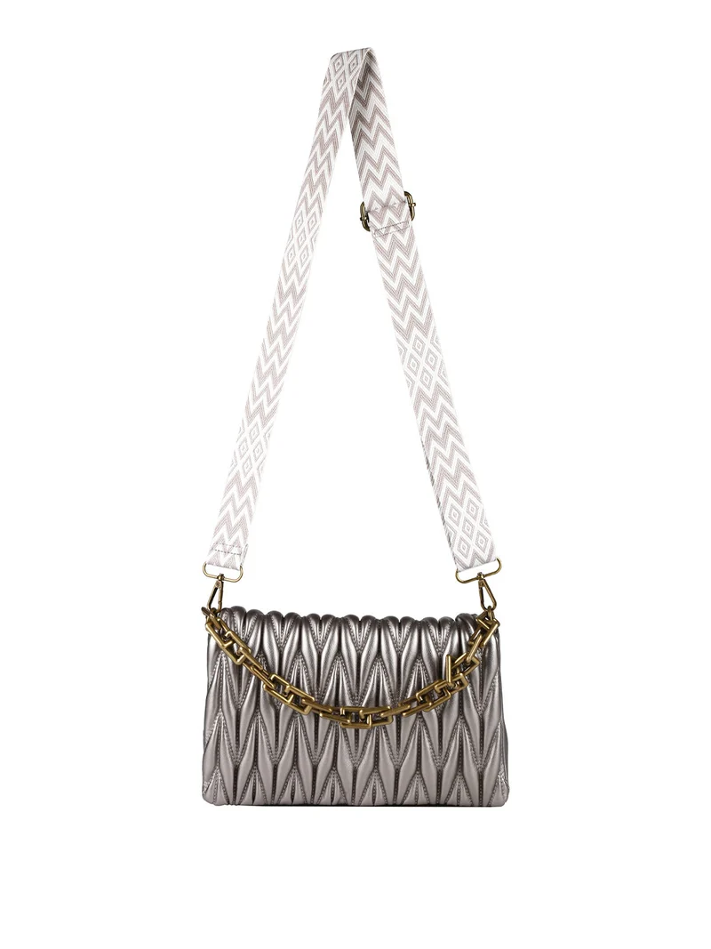 Borsa a tracolla con catena - argento
