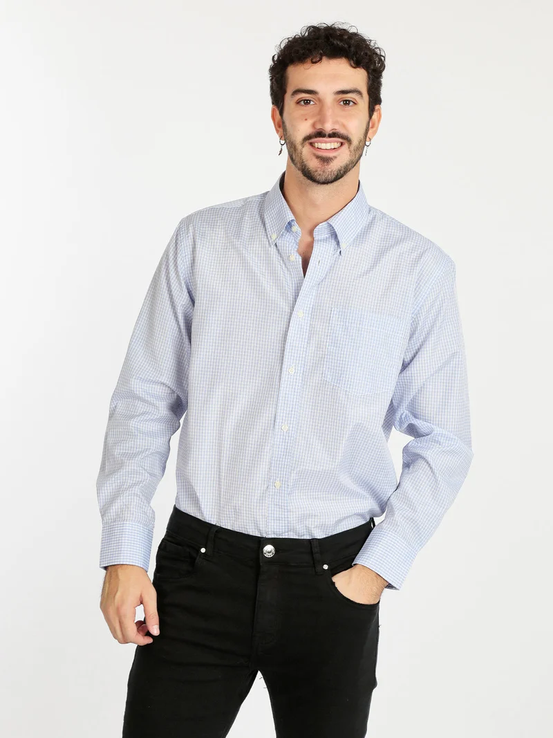 Camicia da uomo regular fit a quadretti - azzurro