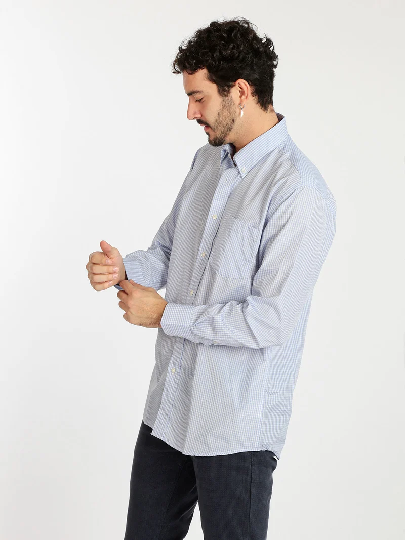 Camicia da uomo regular fit a quadretti - azzurro