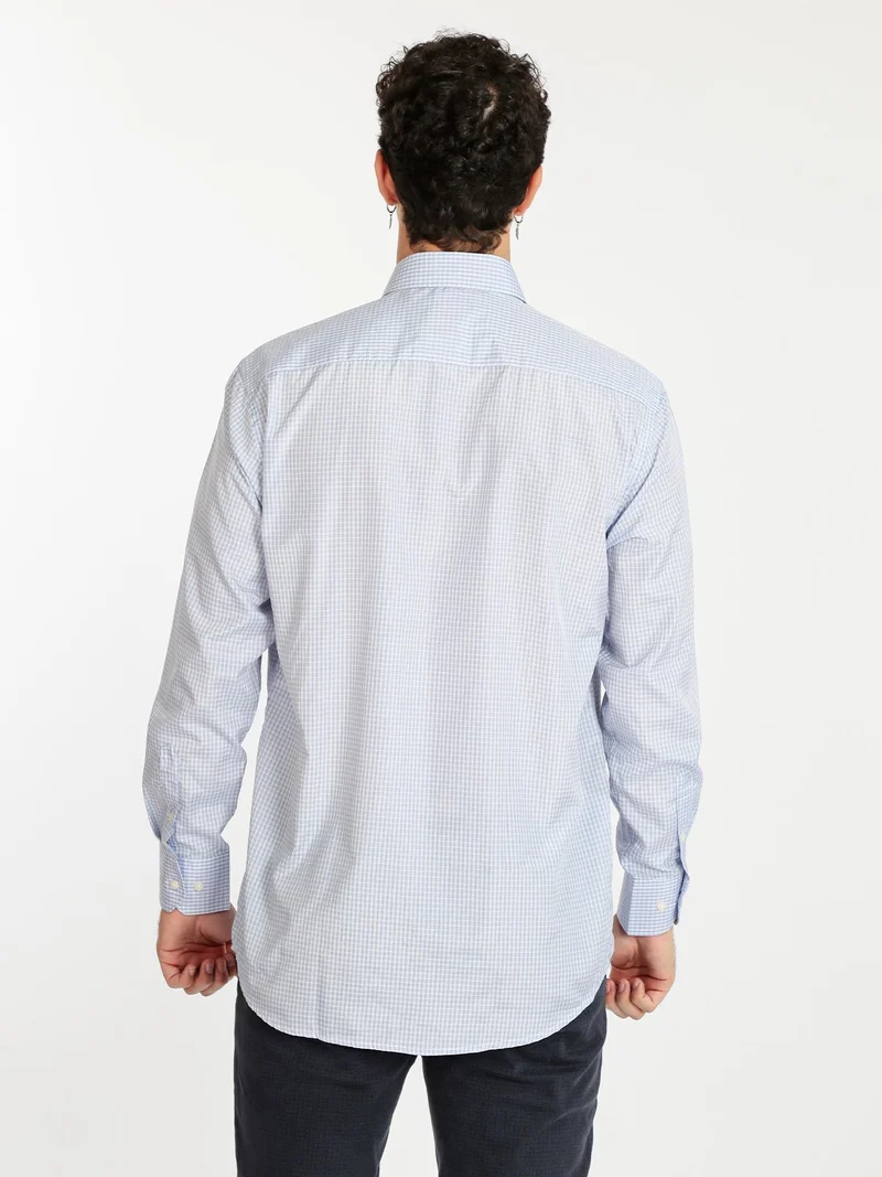 Camicia da uomo regular fit a quadretti - azzurro