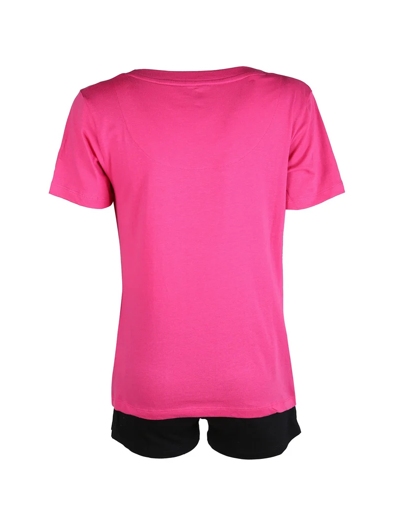 Pigiama corto da donna in cotone con t-shirt e shorts - fucsia