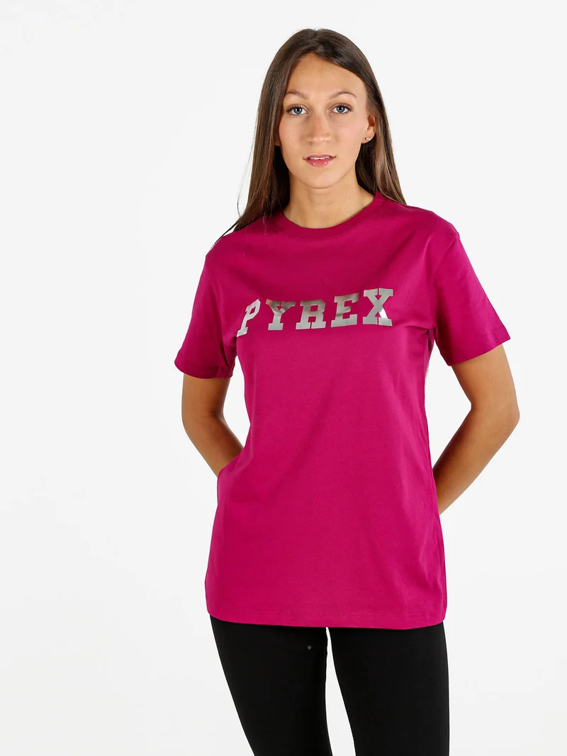 T-shirt donna in cotone con logo - porpora