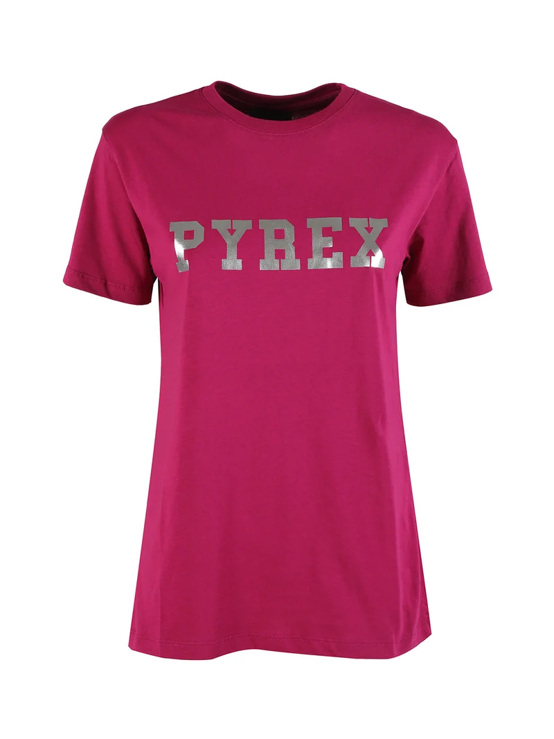 T-shirt donna in cotone con logo - porpora