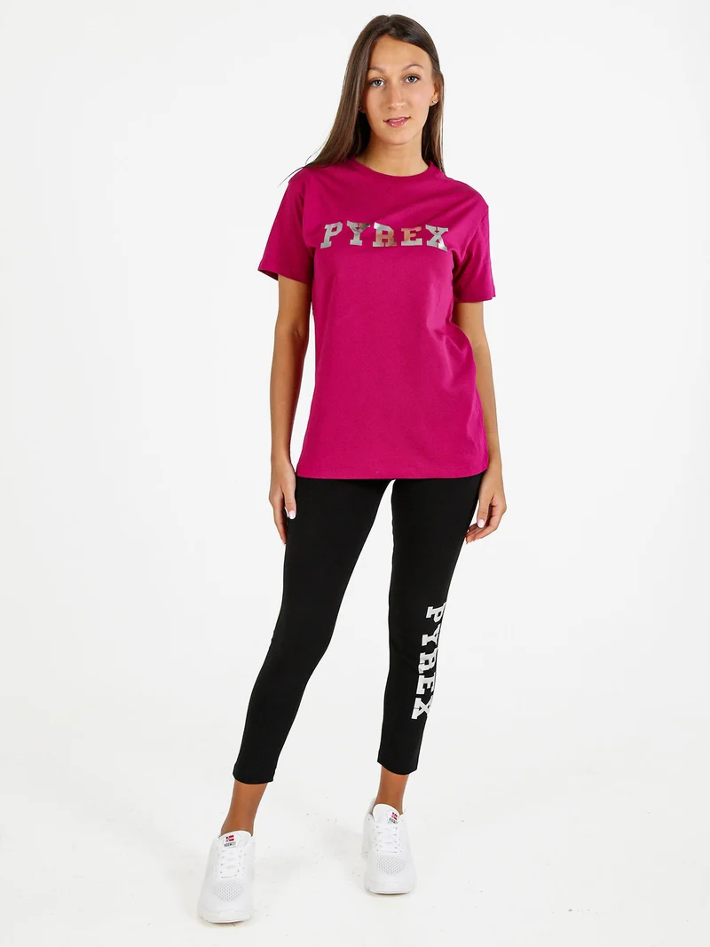 T-shirt donna in cotone con logo - porpora