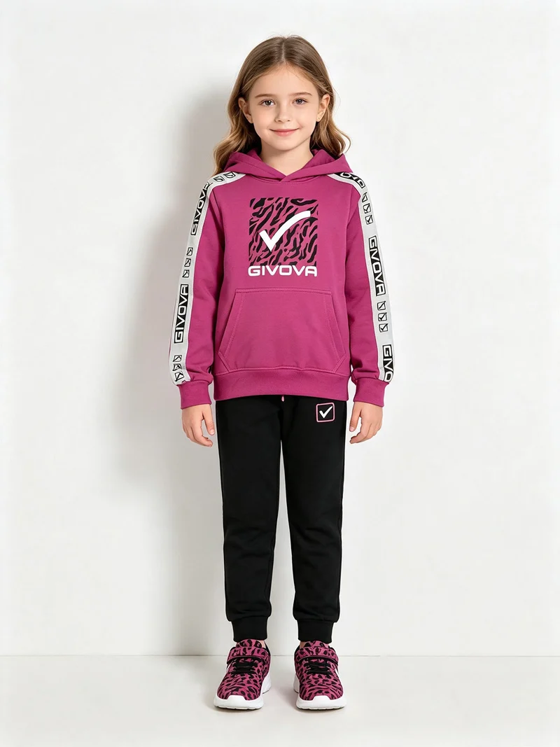 Completo tuta da ragazza 2 pezzi con cappuccio - rosa