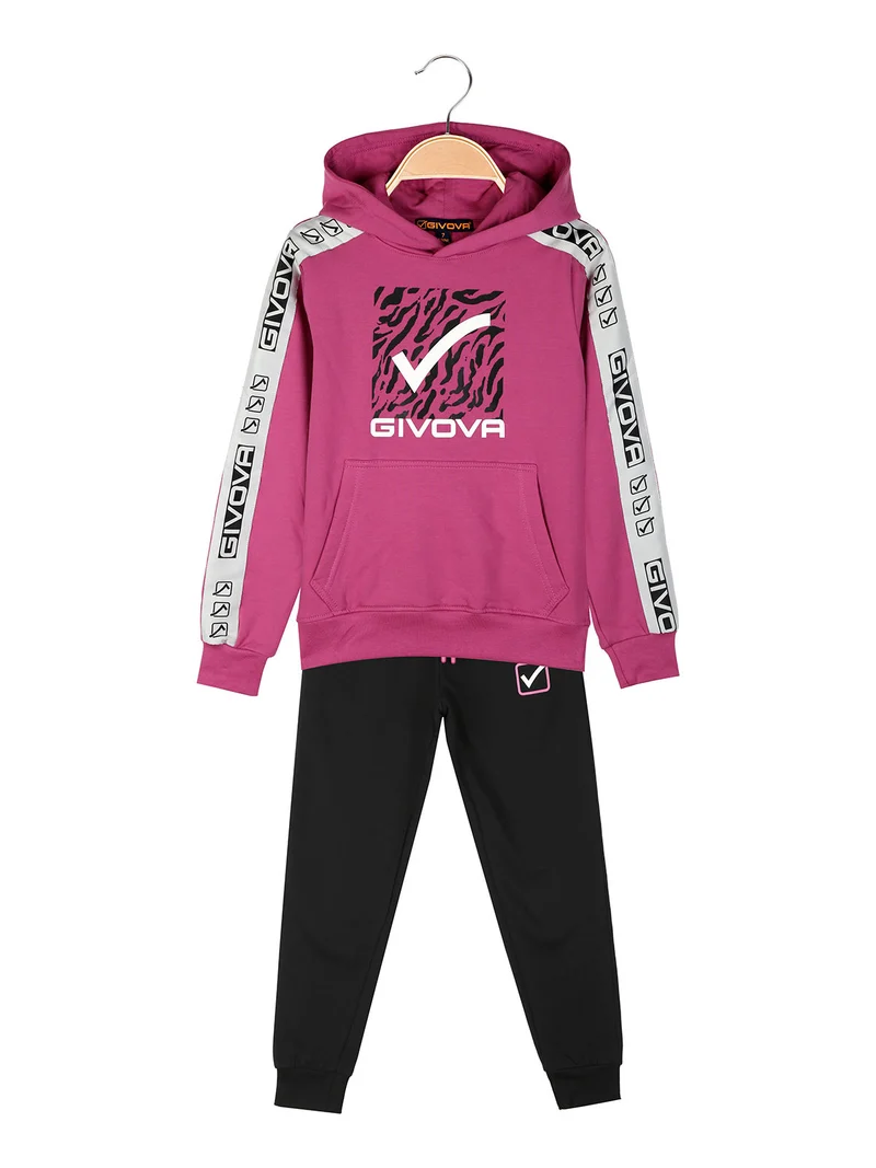 Completo tuta da ragazza 2 pezzi con cappuccio - rosa
