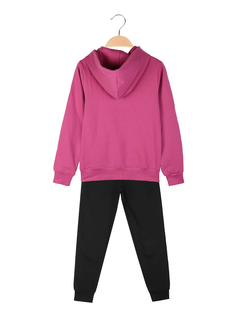 Completo tuta da ragazza 2 pezzi con cappuccio - rosa