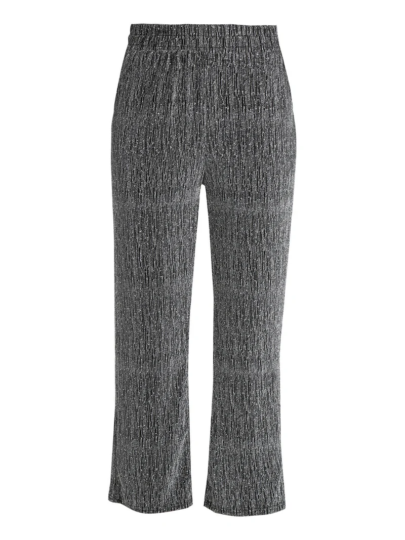 Pantaloni donna in lurex con piccole borchie - argento