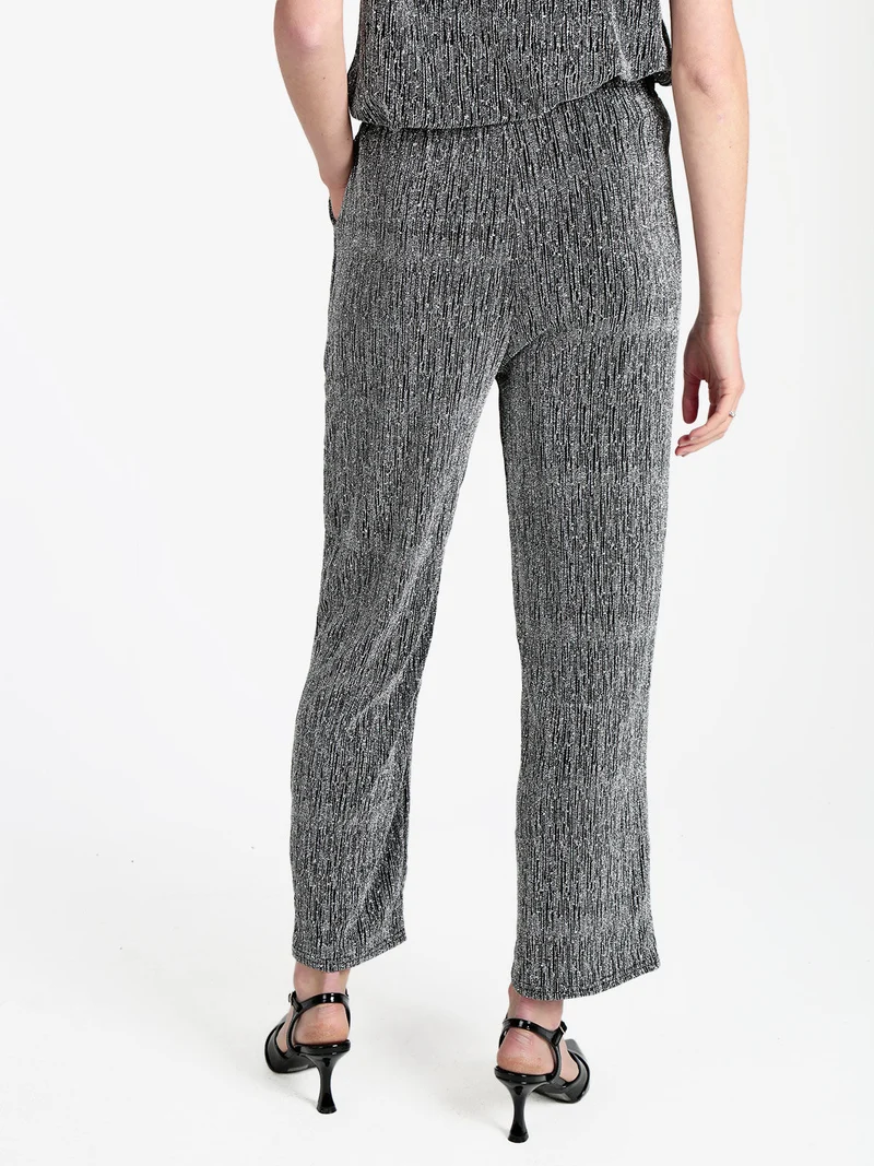 Pantaloni donna in lurex con piccole borchie - argento