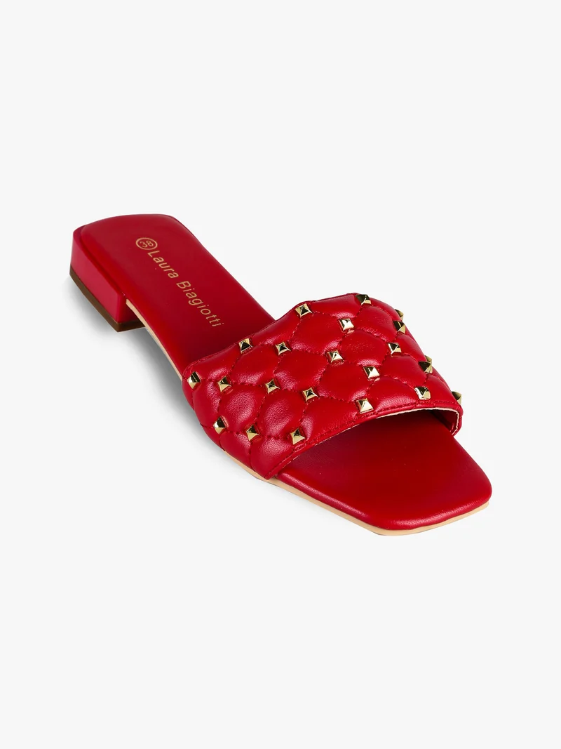 Ciabatte donna con borchie - rosso