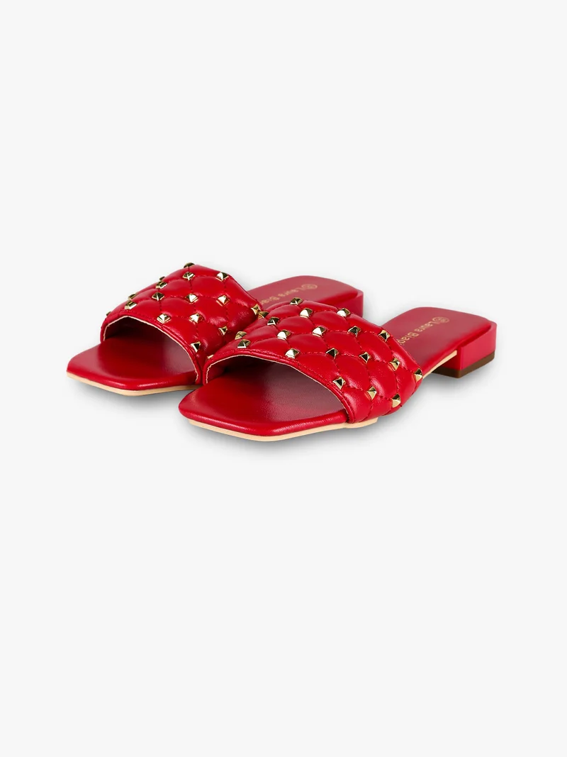 Ciabatte donna con borchie - rosso