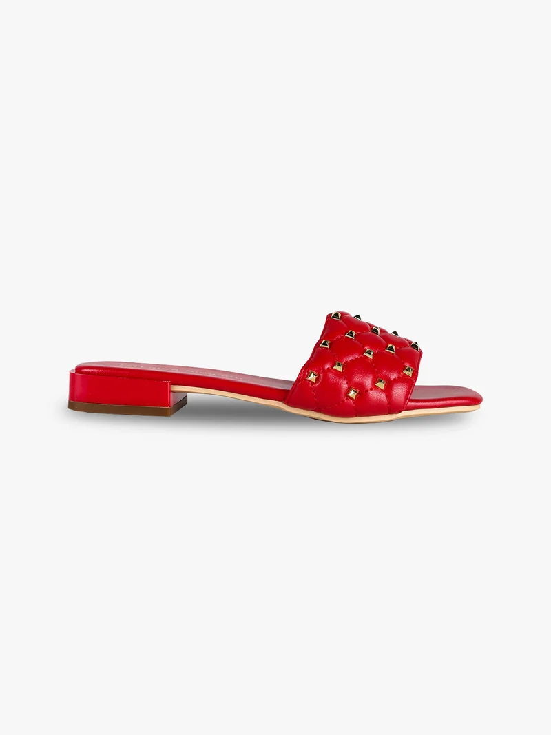 Ciabatte donna con borchie - rosso