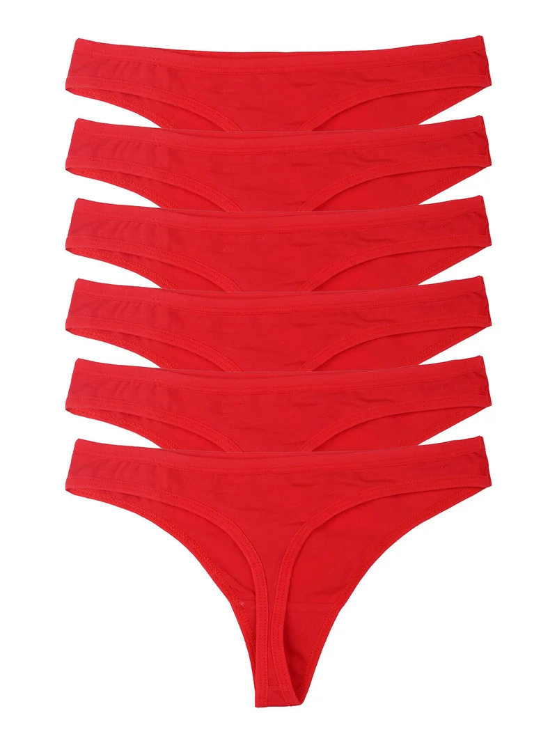 Confezione da 6 perizoma da donna in cotone - rosso