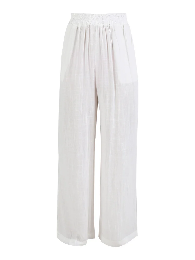 Pantaloni donna a gamba dritta in viscosa - bianco