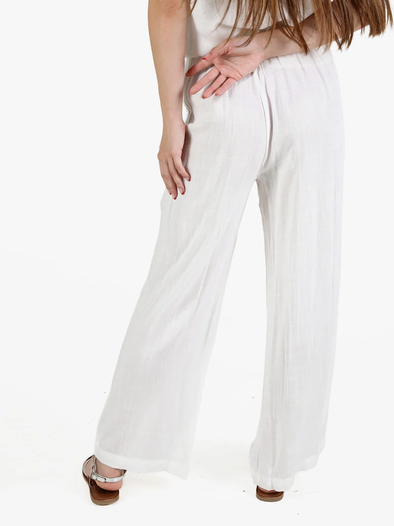 Pantaloni donna a gamba dritta in viscosa - bianco
