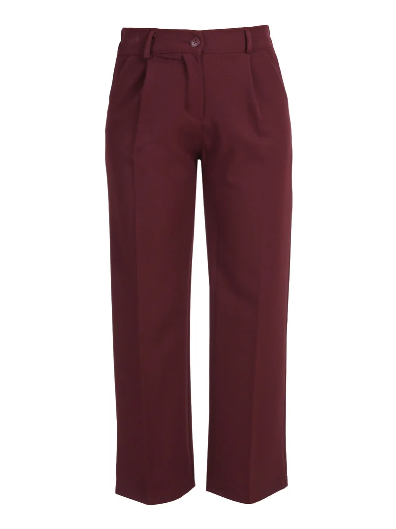 Pantaloni donna classici a gamba larga - bordeaux