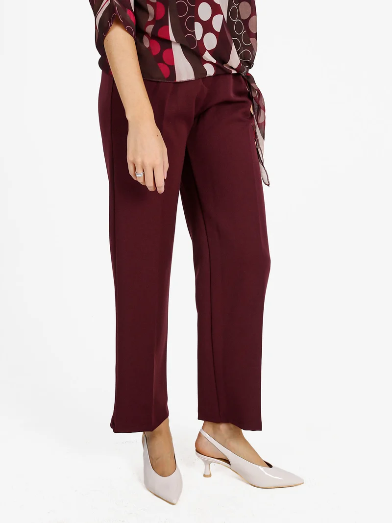 Pantaloni donna classici a gamba larga - bordeaux