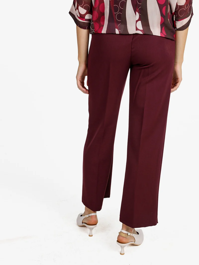 Pantaloni donna classici a gamba larga - bordeaux