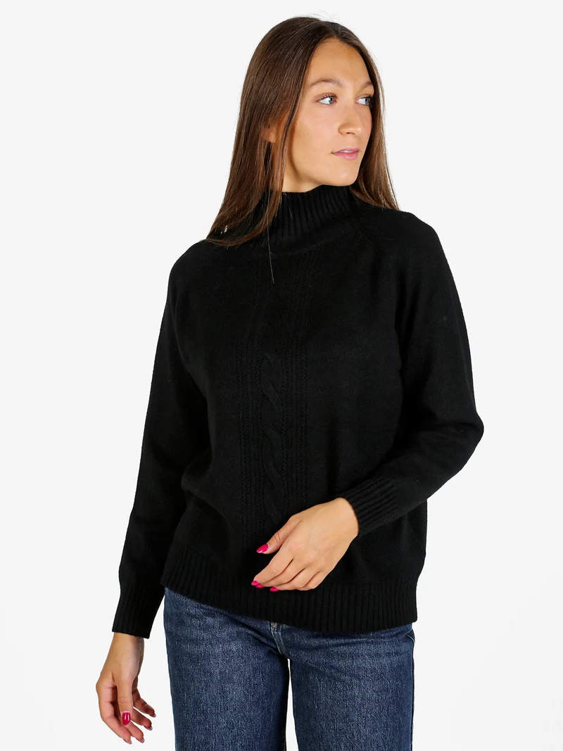 Pullover donna con collo alto - nero
