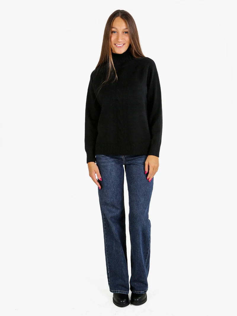 Pullover donna con collo alto - nero